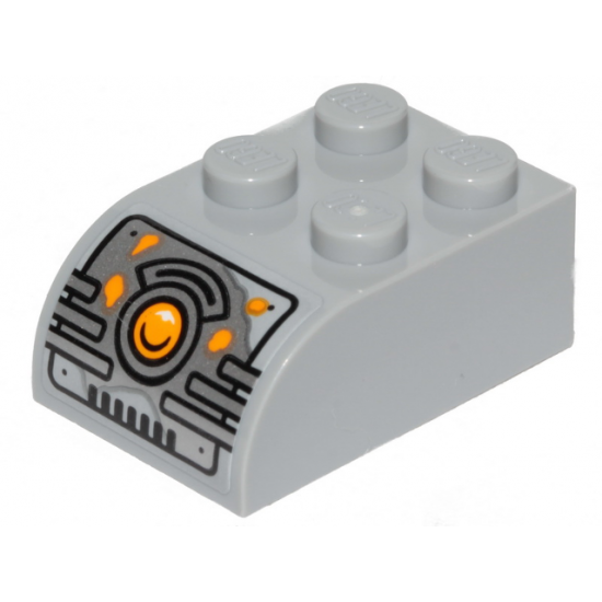 Slope, Curved 3 x 2 x 1 with Four Studs with Juicer Controls and Bright Light Orange Button Pattern (Sticker) - Set 40336