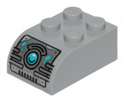 Slope, Curved 3 x 2 x 1 with Four Studs with Juicer Controls and Medium Azure Button Pattern (Sticker) - Set 40336