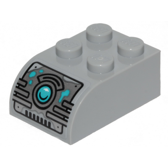 Slope, Curved 3 x 2 x 1 with Four Studs with Juicer Controls and Medium Azure Button Pattern (Sticker) - Set 40336