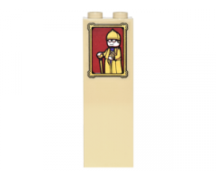 Brick 1 x 2 x 5 with Picture Frame with Sorcerer on Dark Red Background Pattern (Sticker) - Set 4842