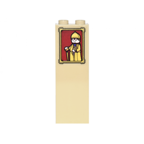Brick 1 x 2 x 5 with Picture Frame with Sorcerer on Dark Red Background Pattern (Sticker) - Set 4842