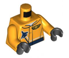Torso Jacket with Dark Blue Stripe, Airplane and Gold Logo Pin Pattern / Bright Light Orange Arms / Black Hands