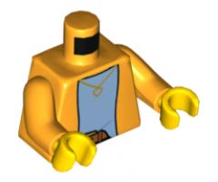 Torso Jacket over Bright Light Blue Shirt, Gold Necklace with Heart and Belt Pattern / Bright Light Orange Arms / Yellow Hands