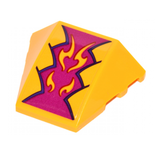 Wedge 4 x 3 No Studs with Magenta and Bright Light Orange Geometric Dragon Scales Pattern (Sticker) - Set 41175