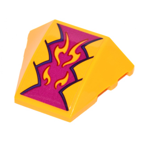 Wedge 4 x 3 No Studs with Magenta and Bright Light Orange Geometric Dragon Scales Pattern (Sticker) - Set 41175