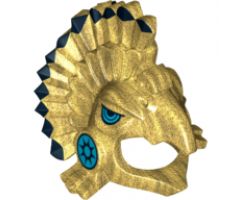 Minifigure, Headgear Headdress Aztec Bird with Black Feather Tips and Medium Azure Eyes and Cheeks Pattern