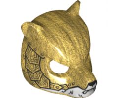 Minifigure, Headgear Mask Bear with White Face and Metallic Gold Scaled Armor Pattern