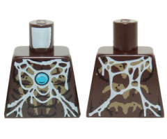 Torso Chima Bare Chest with Spider Web, Dark Tan Spider and Blue Round Jewel (Chi) Pattern