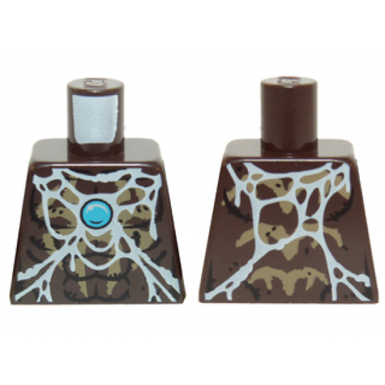 Torso Chima Bare Chest with Spider Web, Dark Tan Spider and Blue Round Jewel (Chi) Pattern