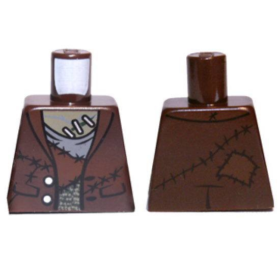 Torso Monster Fighters Monster with Stapled Olive Skin and Stitched Vest Pattern