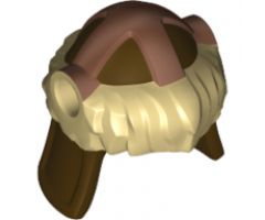 Minifigure, Headgear Helmet Barbarian with Tan Fur and Copper Markings Pattern