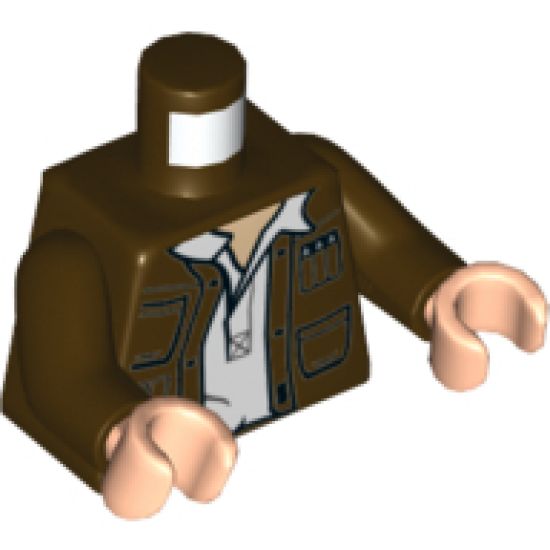 Torso SW Open Jacket with Pockets and Gadgets and White Open Undershirt with Collar Pattern / Dark Brown Arms / Light Nougat Hands