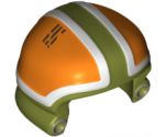 Minifigure, Headgear Helmet SW Ground Crew with Orange and White Panels and Silver Circles Pattern