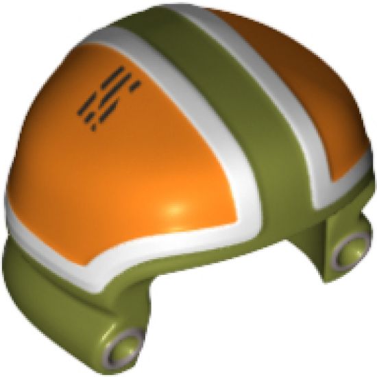 Minifigure, Headgear Helmet SW Ground Crew with Orange and White Panels and Silver Circles Pattern
