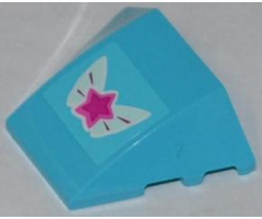 Wedge 4 x 3 No Studs with Magenta Star on Butterfly Wings Pattern (Sticker) - Set 3063