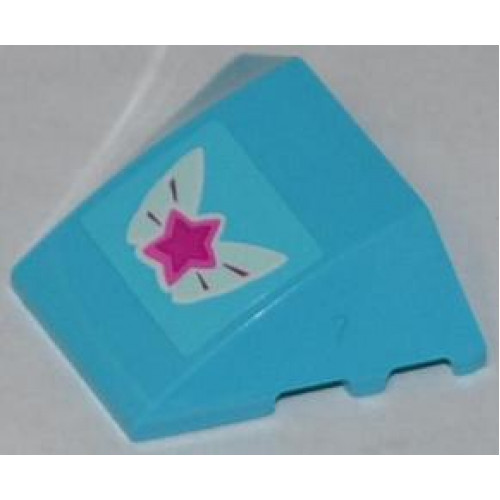 Wedge 4 x 3 No Studs with Magenta Star on Butterfly Wings Pattern (Sticker) - Set 3063