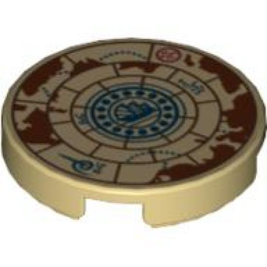 Tile, Round 2 x 2 with Treasure Map Pattern