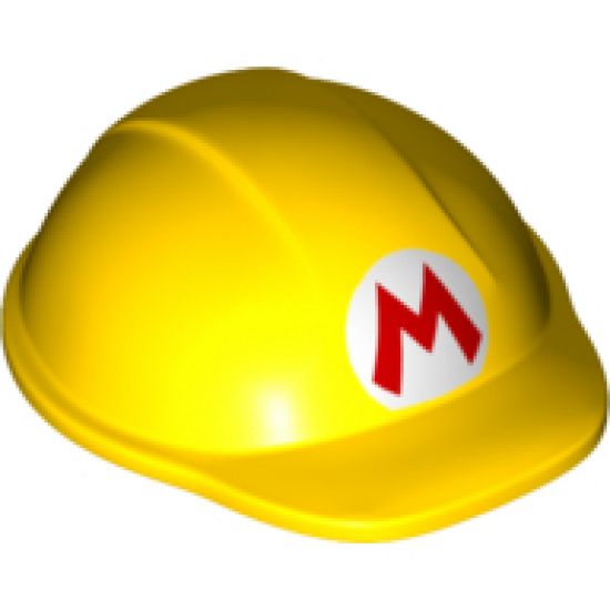 Large Figure Headgear, Super Mario Construction Helmet with Red Capital Letter M in White Circle Pattern (Builder Mario)