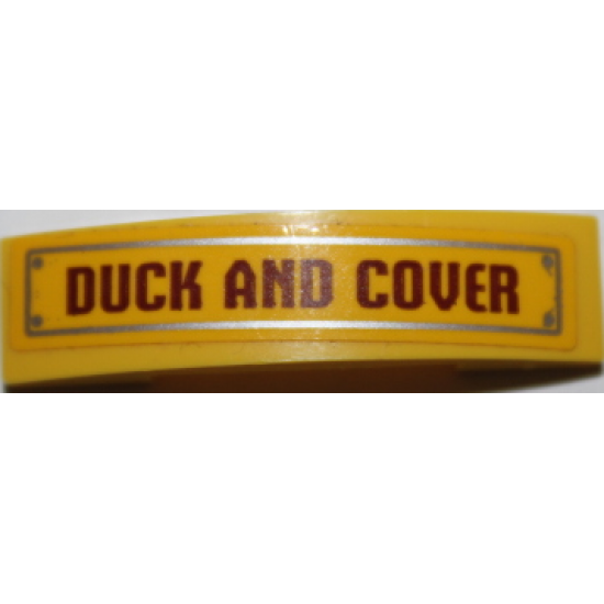 Slope, Curved 4 x 1 Double with 'DUCK AND COVER' Pattern (Sticker) - Set 70909