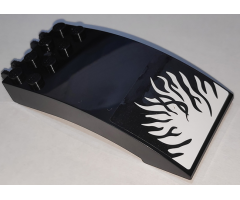 Windscreen 8 x 4 x 2 Curved with Black Flames on White Background Pattern (Sticker) - Set 76151