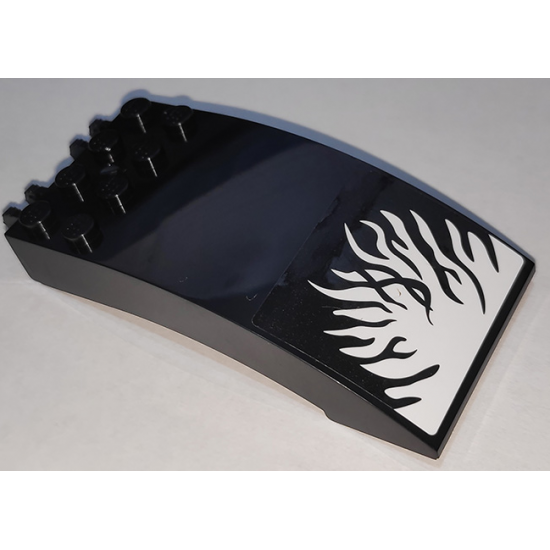 Windscreen 8 x 4 x 2 Curved with Black Flames on White Background Pattern (Sticker) - Set 76151