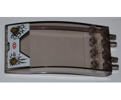 Windscreen 8 x 4 x 2 Curved with Dual 2 Fingers with Ninjago Zane and Cole Gold Emblems Pattern (Sticker) - Set 9449