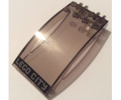 Windscreen 8 x 4 x 2 Curved with Dual 2 Fingers and 'LEGO CITY' on Black Background Pattern (Sticker) - Set 7938