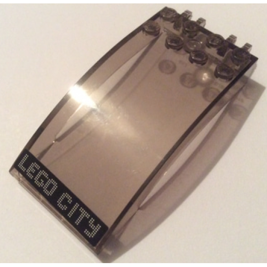 Windscreen 8 x 4 x 2 Curved with Dual 2 Fingers and 'LEGO CITY' on Black Background Pattern (Sticker) - Set 7938