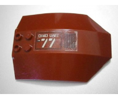 Windscreen 8 x 6 x 2 Curved with 'DINO UNIT 77' and Black Grille Pattern Model Right Side (Sticker) - Sets 7298 / 7477