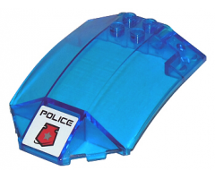 Windscreen 8 x 6 x 2 Curved with 'POLICE' and Space Police 3 Badge Pattern (Sticker)