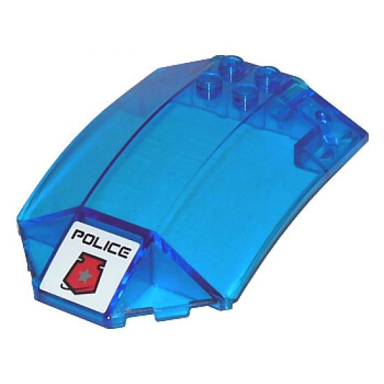 Windscreen 8 x 6 x 2 Curved with 'POLICE' and Space Police 3 Badge Pattern (Sticker)