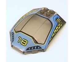 Windscreen 8 x 6 x 2 Curved with 18 and Blue / Yellow Racing Pattern