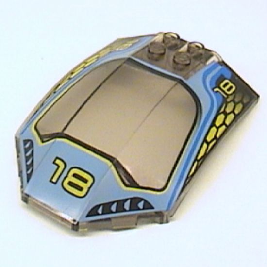 Windscreen 8 x 6 x 2 Curved with 18 and Blue / Yellow Racing Pattern