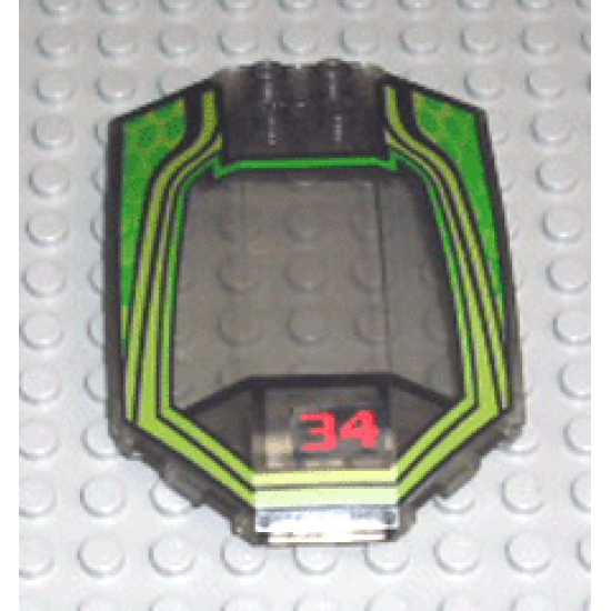 Windscreen 8 x 6 x 2 Curved with Lime/Green RC Racer and Red Number 34 Pattern (Sticker) - Set 4589