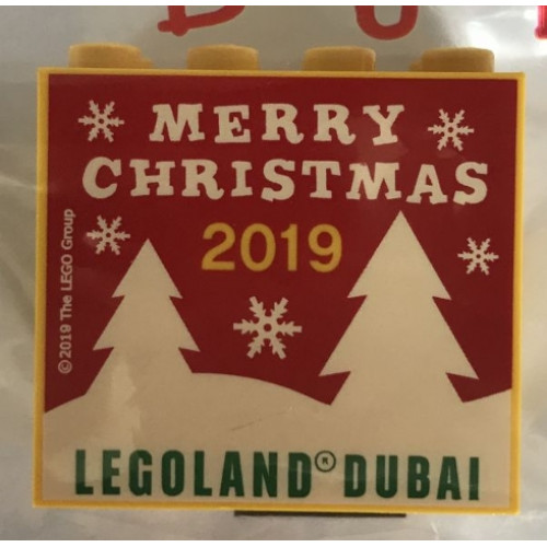 Brick 2 x 4 x 3 with LEGOLAND Dubai 2019 Merry Christmas Pattern
