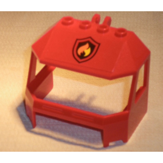 Windscreen 4 x 6 x 4 Cab with Hinge and 1 x 4 Bottom Cutout with Fire Logo Badge Pattern (Sticker) - Set 60010