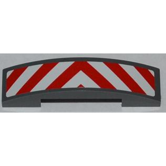 Slope, Curved 4 x 1 Double with Red and White Danger Stripes Pattern (Sticker) - Set 60018