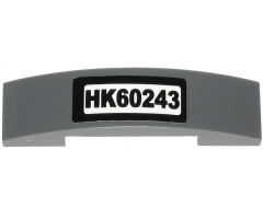 Slope, Curved 4 x 1 Double with 'HK60243' License Plate Pattern (Sticker) - Set 60243