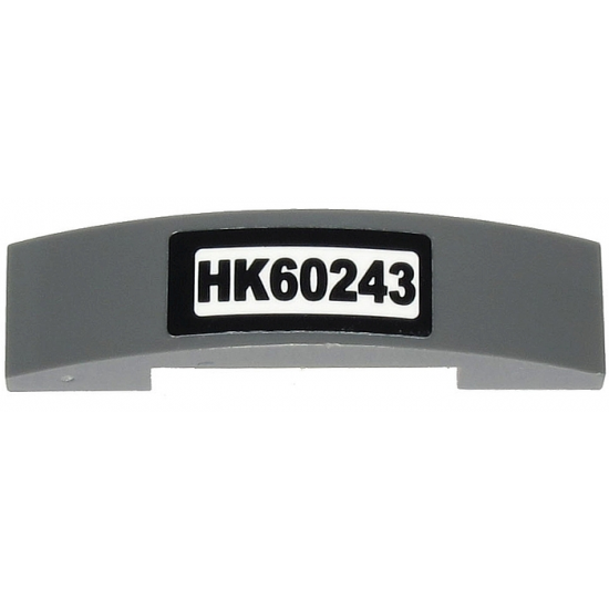 Slope, Curved 4 x 1 Double with 'HK60243' License Plate Pattern (Sticker) - Set 60243