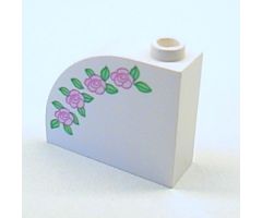 Slope, Curved 3 x 1 x 2 with Stud and Rose Flowers Pattern