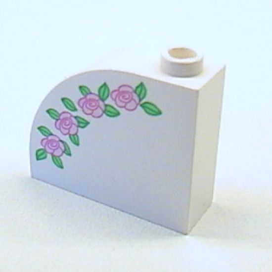 Slope, Curved 3 x 1 x 2 with Stud and Rose Flowers Pattern