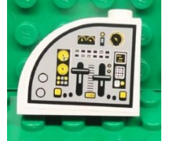 Slope, Curved 3 x 1 x 2 with Stud with Flight Controls Pattern Model Left Side (Sticker) - Set 7723