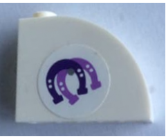 Slope, Curved 3 x 1 x 2 with Stud with Horseshoes Pattern Model Left Side (Sticker) - Set 41057