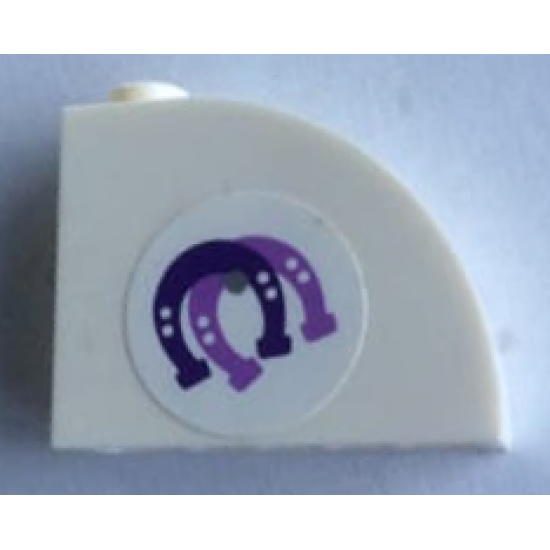 Slope, Curved 3 x 1 x 2 with Stud with Horseshoes Pattern Model Left Side (Sticker) - Set 41057