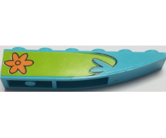 Slope, Curved 6 x 1 Inverted with Orange Flower on Lime Background Pattern, Model Right (Sticker) - Set 75903