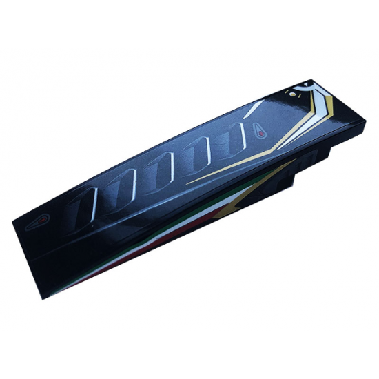 Slope, Curved 8 x 2 with Air Flow, Gold, Silver, Red, White and Green Stripes Pattern Model Right Side (Stickers) - Set 76899