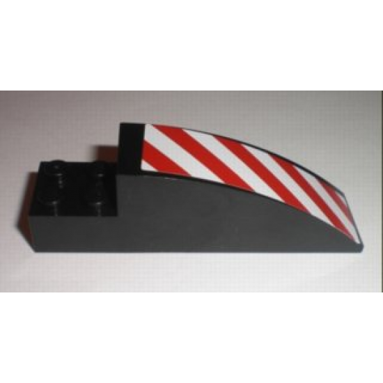 Slope, Curved 8 x 2 x 2 with Red and White Danger Stripes Pattern Right (Sticker) - Set 7632