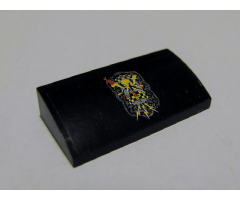 Slope, Curved 2 x 4 x 2/3 Without Bottom Tubes with Yellow Octopus on Black Background Pattern (Sticker) - Set 8158