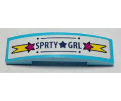 Slope, Curved 4 x 1 x 2/3 Double with Stars and 'SPRTY GRL' Pattern (Sticker) - Set 41364