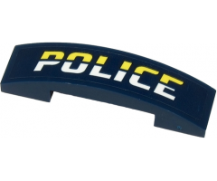 Slope, Curved 4 x 1 Double with Bright Light Yellow and White 'POLICE' on Dark Blue Background Pattern (Sticker) - Set 60274